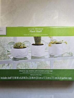 Acrylic Window Plant Shelf - White